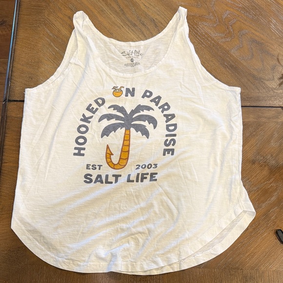 Salt Life Cream Tank Top with Palm Graphic - Picture 3 of 9